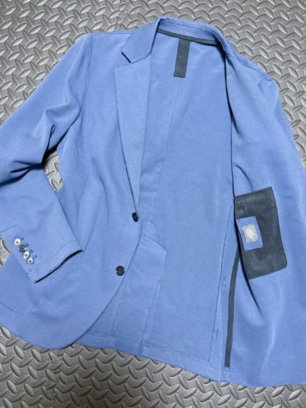 Eleventy Knit Tailored Jacket Size 50 Blue Elbow Patches